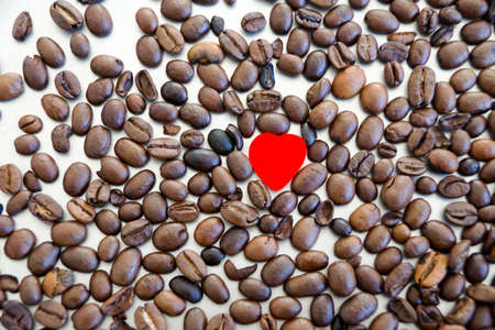 Coffee Beans with heartの写真素材