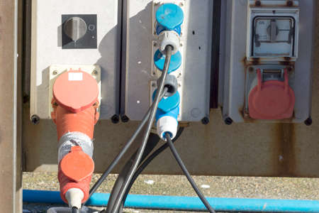 Power supply for boats in close-upの写真素材