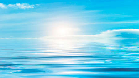 Horizon of the sea at sunsetの写真素材