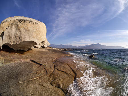 Bizarre rock formations at the coast of Corsica in Lumio near Calvi