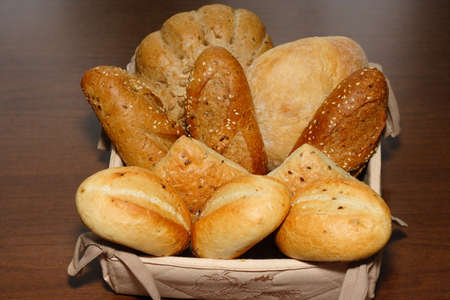 Assorted bread rolls in a basket