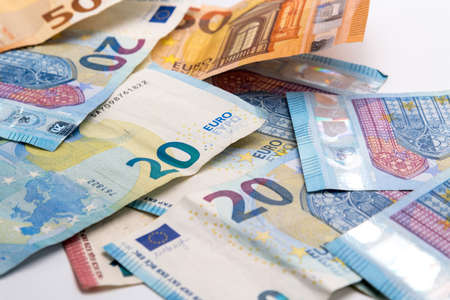 European banknotes of euros, close upの写真素材