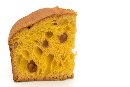 slice of Panettone with marron glace, typical Italian dessert for Christmas from Milan, isolated on...