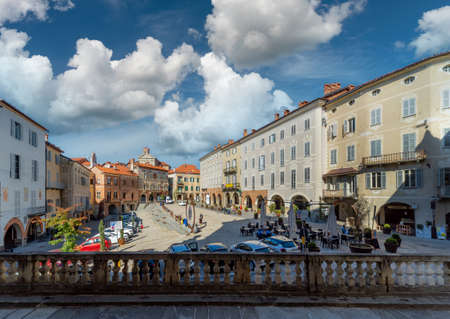 MondovÃ¬, Cuneo, Piedmont, Italy - October 23, 2021: MondovÃ¬ Piazza, Piazza Maggiore center of the old city with its historic buildingsのeditorial素材