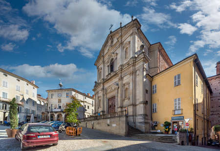 MondovÃ¬, Cuneo, Piedmont, Italy - October 23, 2021: church of San Francesco Saverio, also called Church of the Mission (17th century), in Piazza Maggioreのeditorial素材