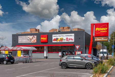 Fossano, Cuneo, Italy - September 10, 2021: Penny Market discount supermarket of German origin owned...