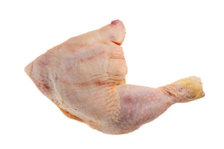 Whole chicken leg in top view isolated on white, clipping pathの写真素材