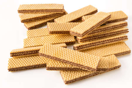 Wafer biscuits with chocolate isolated on white backgroundの写真素材