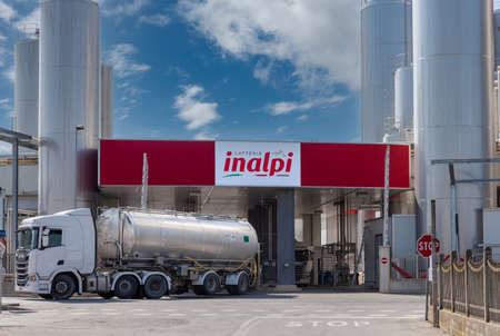 Moretta, Cuneo, Italy - April 15, 2022: Latteria Inalpi, milk collection center in Plant for...