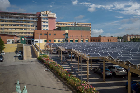 Savigliano, Cuneo, Italy - August 09, 2022: SS Annunziata Hospital ASL CN1. View of the hospital...
