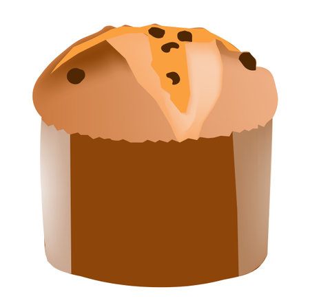 Panettone cake drawing, typical Christmas cake icon cut out on transparentのイラスト素材