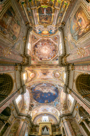 CarrÃ¹, Piedmont, Italy - May 17, 2022: internal view of the parish church of Maria Vergine...