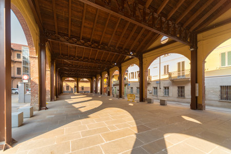Racconigi, Cuneo, Italy - March 23, 2023: Event Wing in the restored former market hall in Via Carlo Costa behind the town hallのeditorial素材
