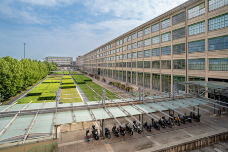 Turin, Italy - 2023 May 22: Lingotto Fairground Complex. Home to conventions and business centers. It was FIAT's automobile factory in the first half of the 1900s.のeditorial素材