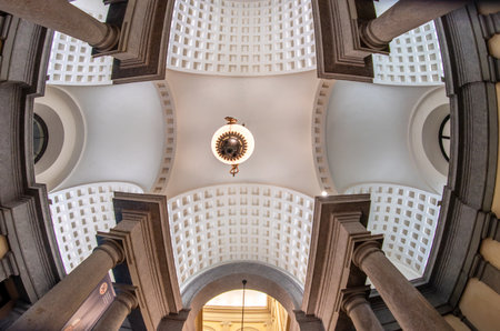 Turin, Italy - November 23, 2023: The artistic ceiling vaults of the hallway of the Accademia Albertina Di Belle Arti Di Torinoのeditorial素材
