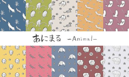 
Collection of Japanese traditional animal illustration wallpaper patterns drawn by handのイラスト素材