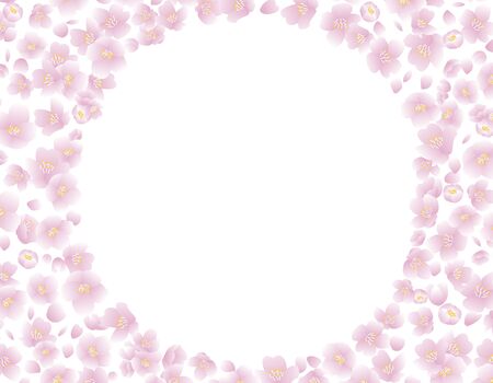 A circular frame with cherry blossoms all overのイラスト素材