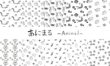 
Collection of Japanese traditional animal illustration wallpaper patterns drawn by handの写真素材