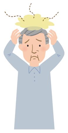 Vector illustration of Grandpa suffering smell of scalpのイラスト素材