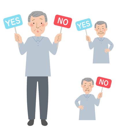 YES, Grandpa of vector illustrations with a tag of NOのイラスト素材