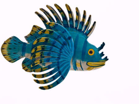 lion fish sculpture on white backgroundの写真素材