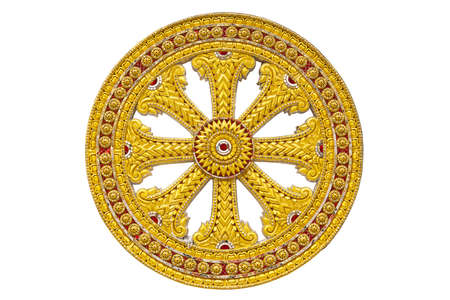 wheel of dhamma of buddhismの写真素材