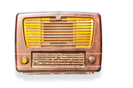 old radio isolated on white background