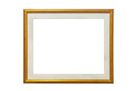Isolated wood picture photo with cream frame