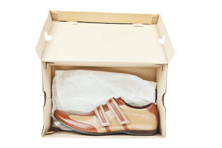 Male shoes in boxの写真素材