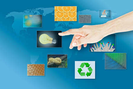 hand and images as social media conceptの写真素材