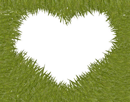 green grass with heart shape frameの写真素材