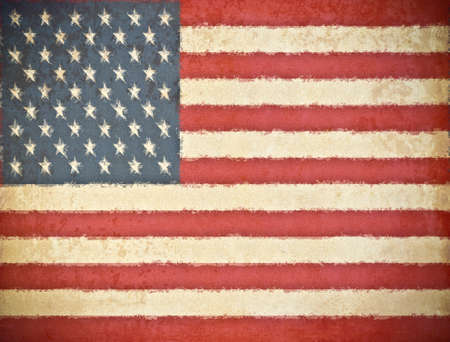old grunge paper with USA flag background