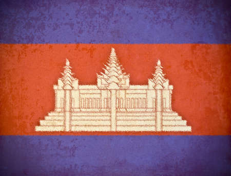 old grunge paper with Cambodia flag backgroundの写真素材