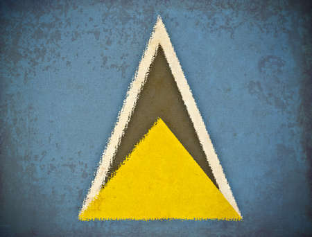 old grunge paper with Saint Lucia flag backgroundの写真素材