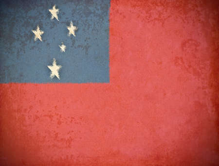 old grunge paper with Samoa flag backgroundの写真素材