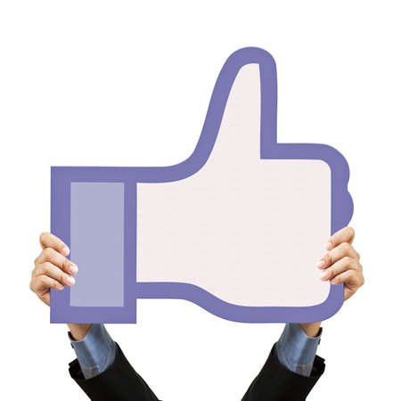 businessman holding blank sign and hand on whiteのeditorial素材