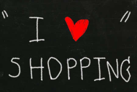 blackboard with I love shopping wordの写真素材