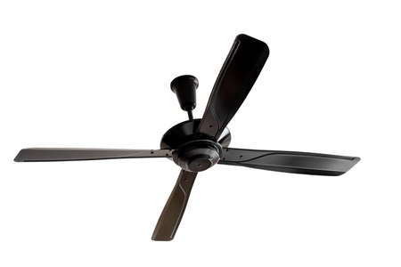 Four blades black Ceiling fan isolatedの写真素材