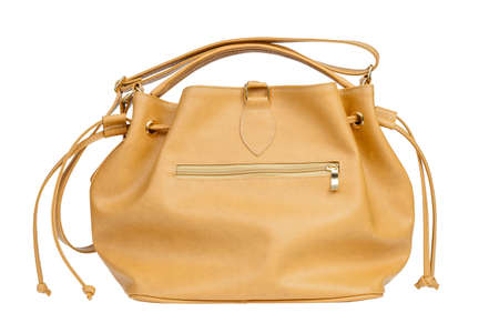 Yellow leather bagの写真素材