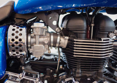 BANGKOK - SEPTEMBER 22: Triumph America engine on display at the Promenade Bigbike Show on September 22, 2012 in Bangkok, Thailandのeditorial素材