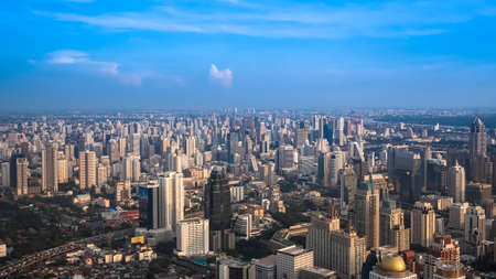 BANGKOK, THAILAND - NOVEMBER 09: Cityscape with the traffic on November 09, 2012, bird eye view from Baiyok Tower in Bangkok, Thailandのeditorial素材