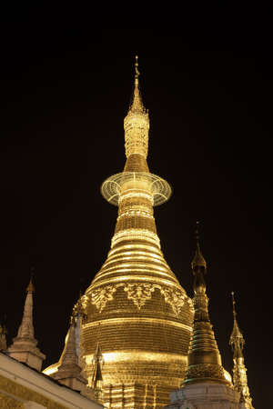 Shwedagon pagoda in Yangon, Burma (Myanmar) at nightの写真素材