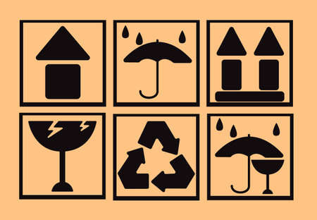 Fragile symbol on cardboard backgroundの写真素材