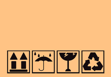 Fragile symbol on cardboard backgroundの写真素材