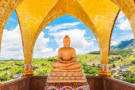 Buddha image and blue sky, Phasornkaew Temple ,that place for meditation that practices, Khao Kho Phetchabun Thailandの写真素材