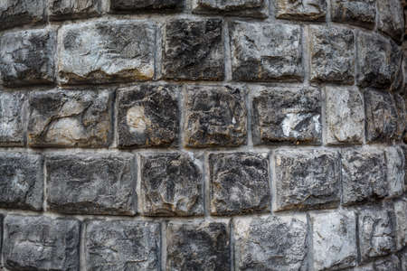 big brick wall grunge curve backgroundの写真素材