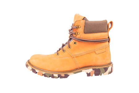 boots brown color on white backgroundの写真素材