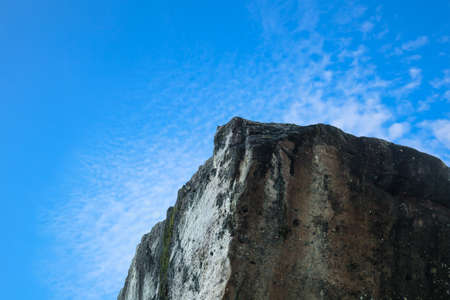 cliff edge and blue skyの写真素材