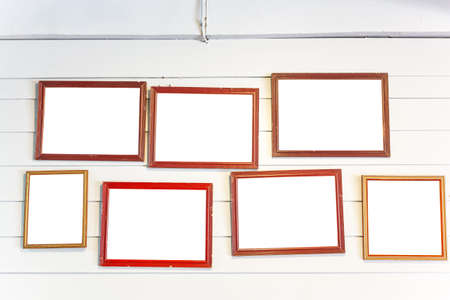 photo frames on the vintage wallの写真素材