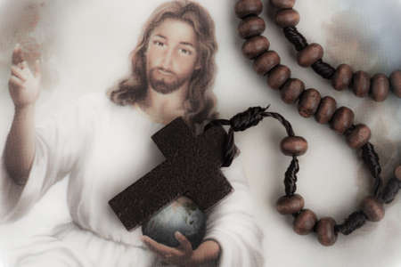 Christian cross necklace on Holy Bible book, Jesus religion concept as good friday or easter...